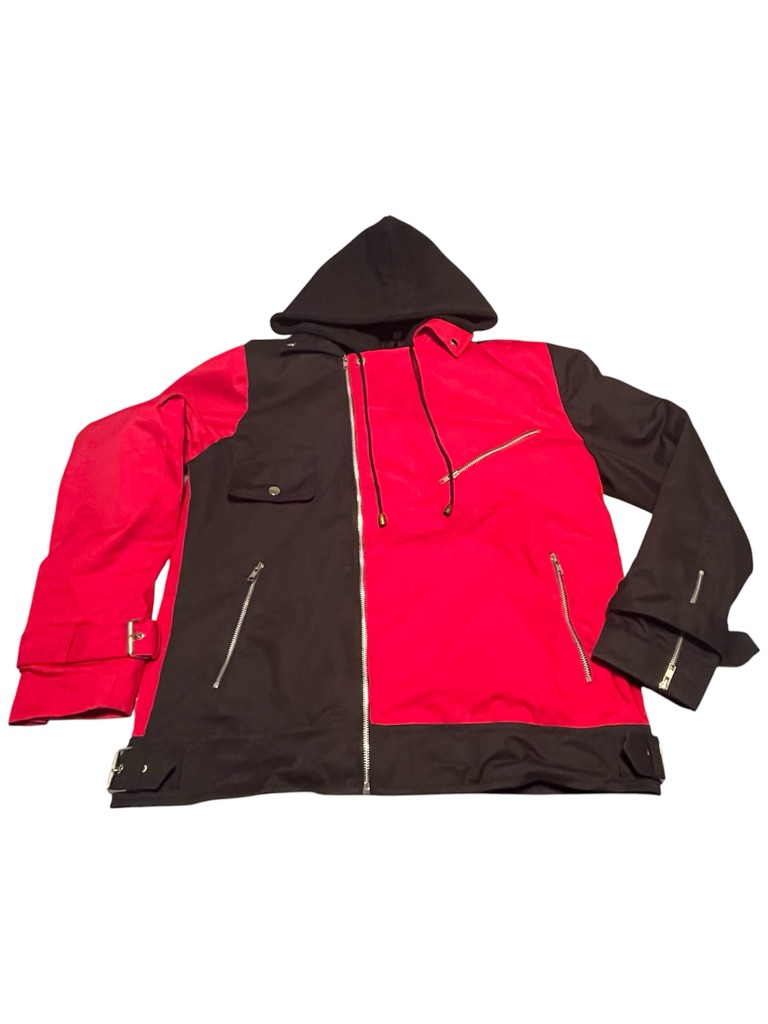 Cosplay Harley Quinn Suicide Squad Moto Biker Style Hooded Jacket Red/Black L